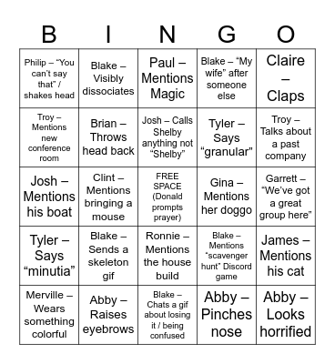 JJ Card Bingo Card