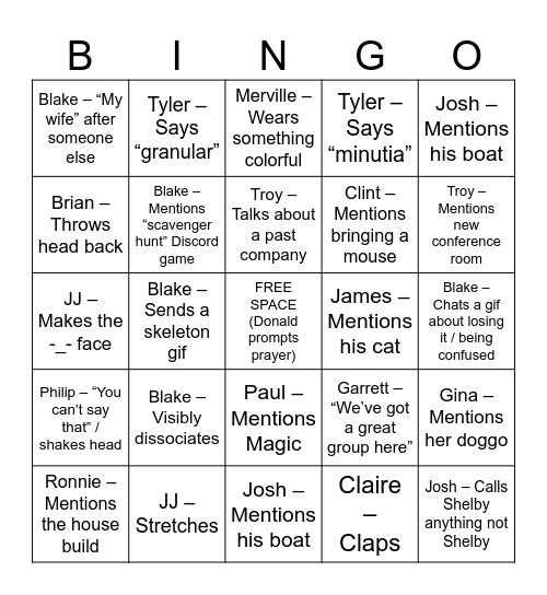 Abby Card Bingo Card