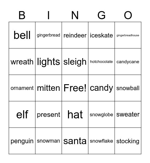 Holiday Bingo Card