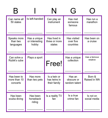 Admin Connect: Find someone who... Bingo Card