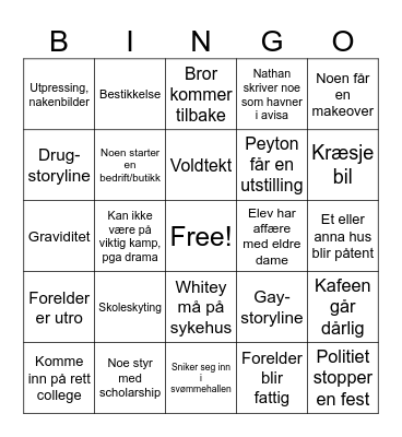 One tree hill bingo Card