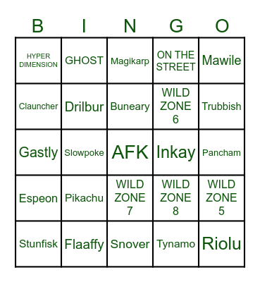 Z-A SHINY HUNT Bingo Card