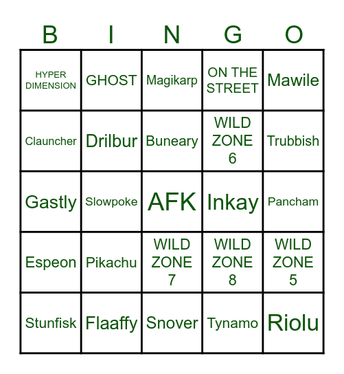 Z-A SHINY HUNT Bingo Card