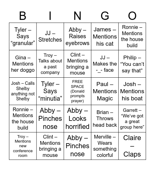Blake's Card Bingo Card