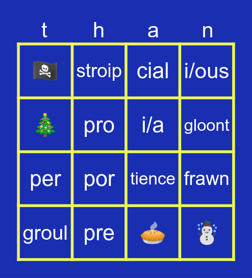 thanks 🦃 Bingo Card