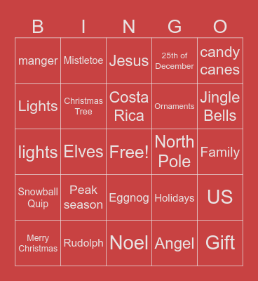Christmas Bingo! Bingo Card