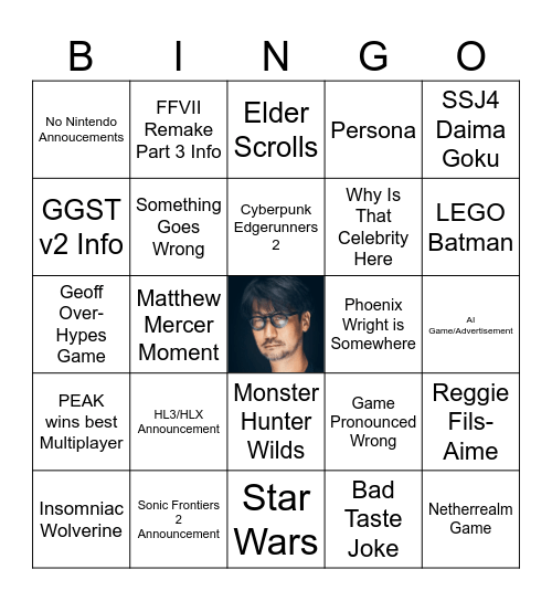 game awards 2025 bingo Card