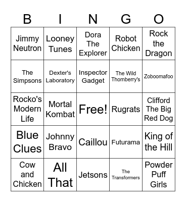 Cartoon/Shows Bingo Card