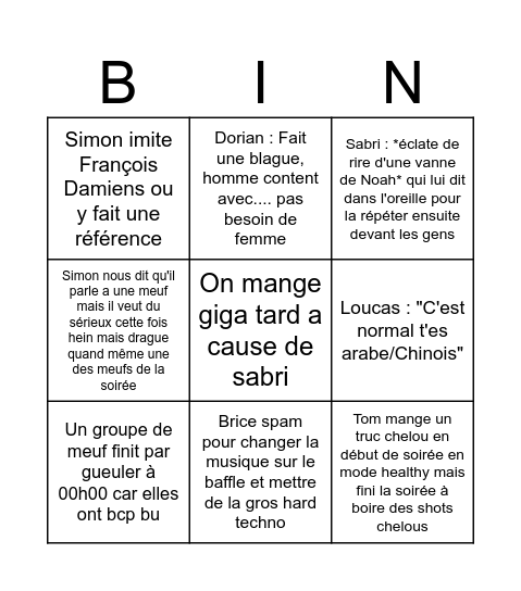 Bingo du nouvel an Adrien Bingo Card