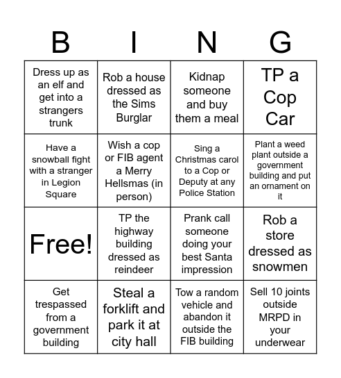 HELLSMAS 2025 Bingo Card