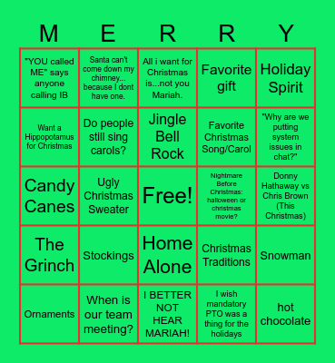 Bizzle Holiday Bingo! Bingo Card