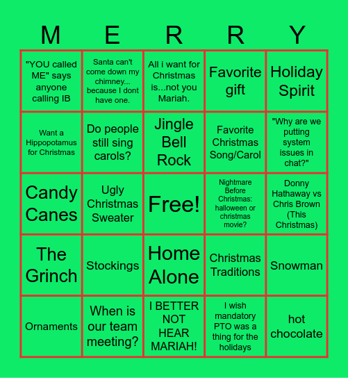 Bizzle Holiday Bingo! Bingo Card
