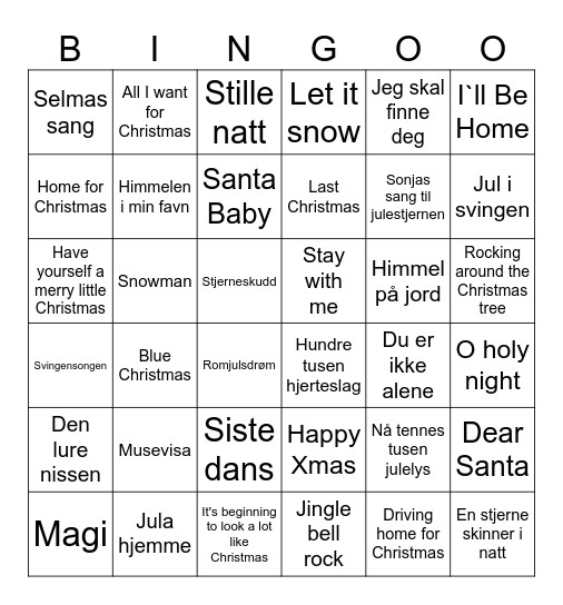 Julebingo Card