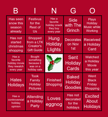 Brand Success Holiday Happy Hour Bingo Card