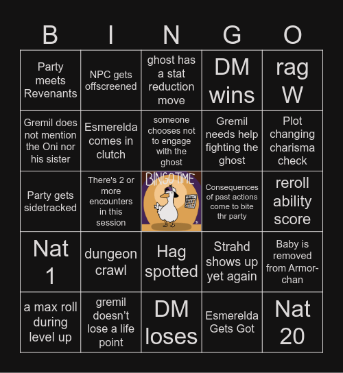CoS S2 E6 | Ruins of Berez Bingo Card