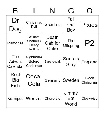 Punk Christmas, Holiday Ho Ho Horror, & Christmas Drank Bingo Card