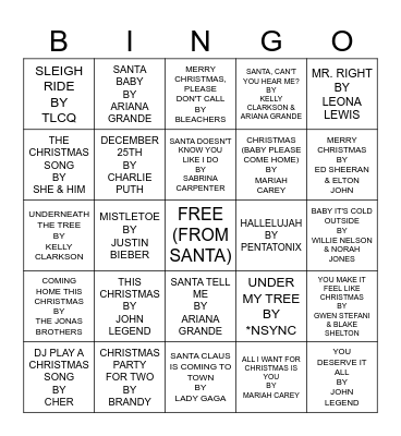 SANTA, BABY Bingo Card