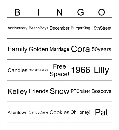 Anniversary Bingo! Bingo Card