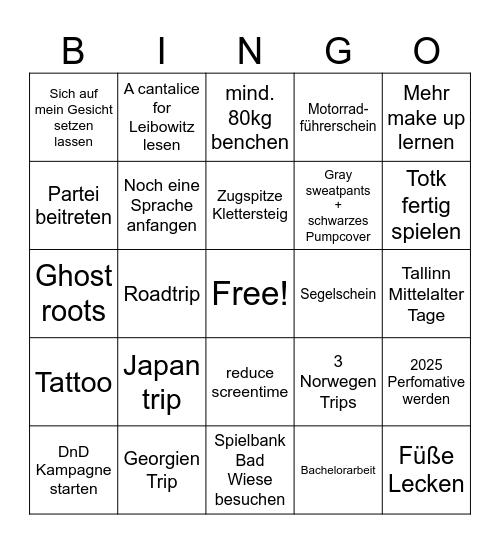 2026 Bingo Card