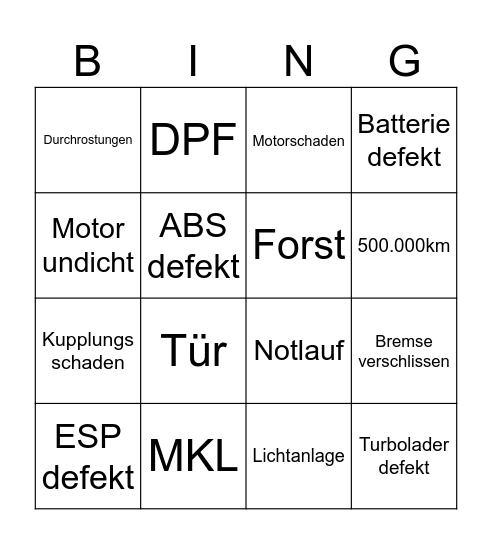 VEBEG Bingo Card