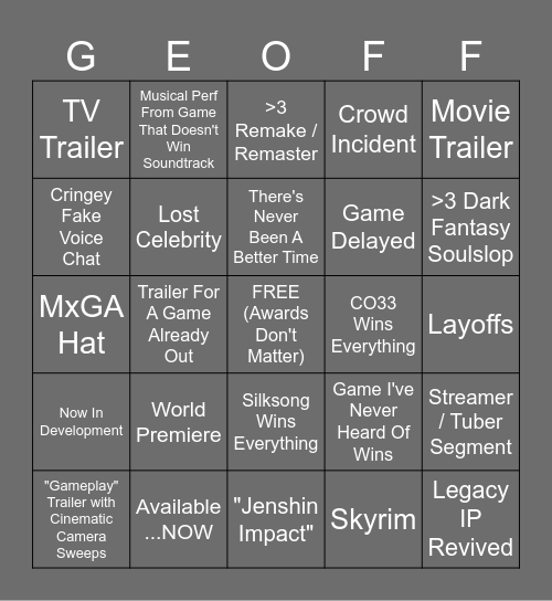 Bad Boys BINGO Card