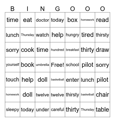 Lesson 1-12 Review Bingo Card