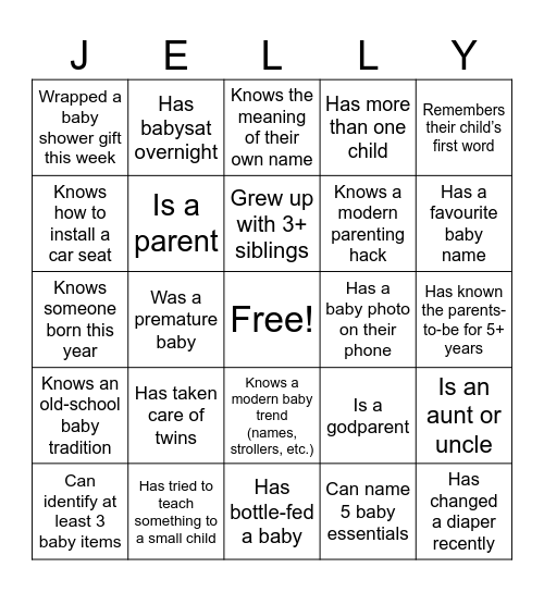 Flores Baby Shower 2025 Bingo Card