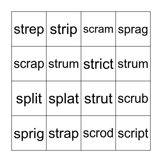 Skill 3.4 initial 3 letter blends Bingo Card