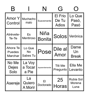 Bingo Musical Bingo Card