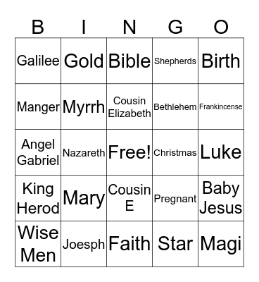 Birth Of Jesus  Bingo Card