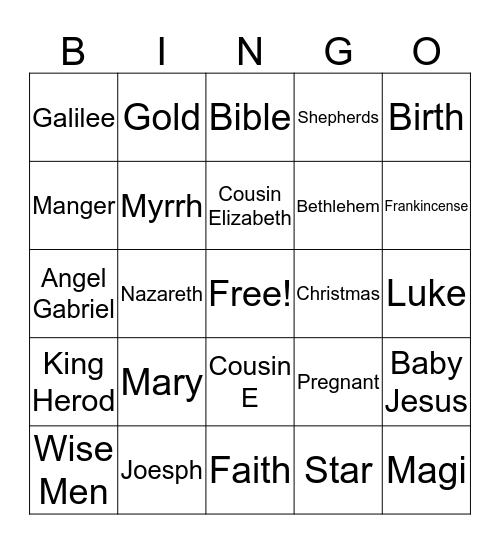 Birth Of Jesus  Bingo Card