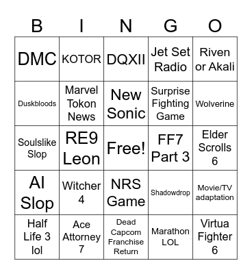 TGA 2025 Bingo Card
