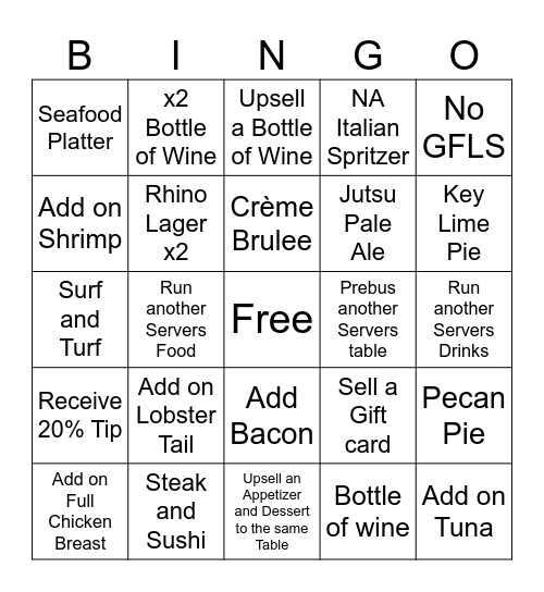 Server BINGO Card