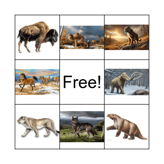 Megafauna Animals Bingo Card