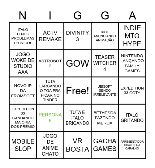 TGA 2025 Bingo Card