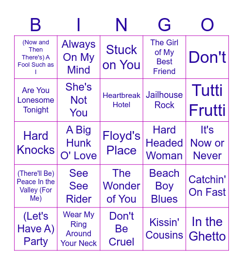 ELVIS PRESLEY Bingo Card