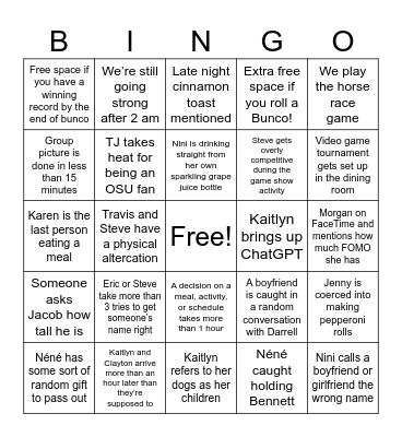 Fluke Family New Years Bingo Card