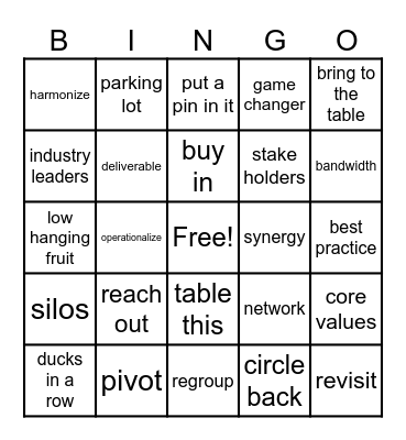 Buzzword Bingo Card