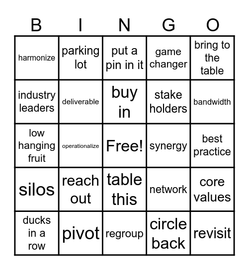 Buzzword Bingo Card
