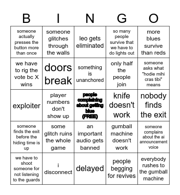hide and seek bingo Card