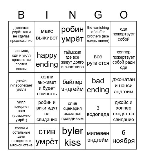 осд 5 Bingo Card