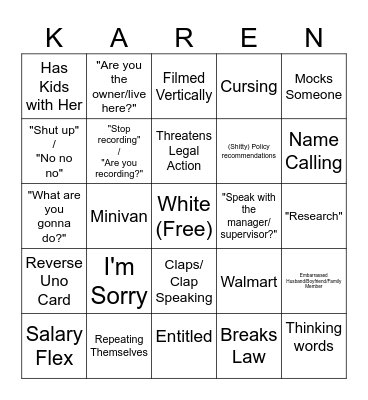 Karen Bingo (Via Donut Operator) Ver.1 Bingo Card