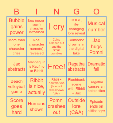 TADC WATCH PARTY Bingo Card