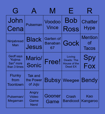 Game Awards 2025 Bingo Card