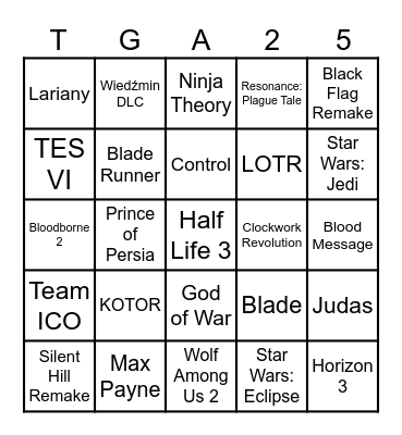 TGA 2025 Bingo Card