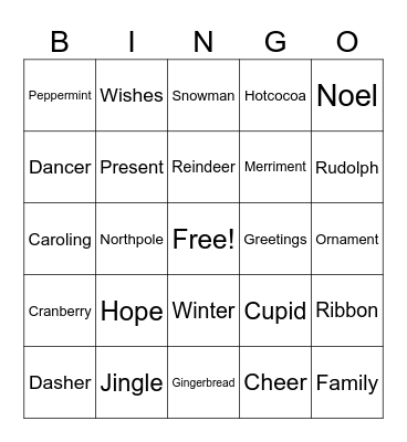 Holiday Bingo Card