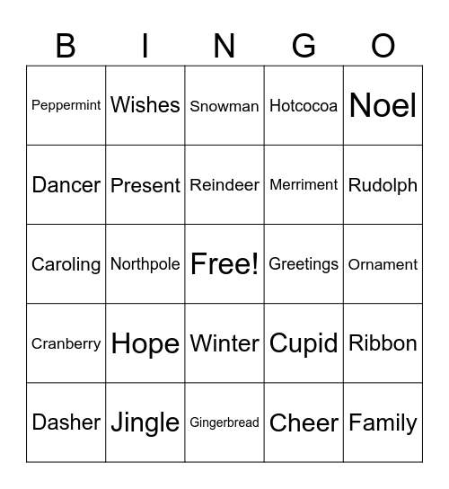 Holiday Bingo Card