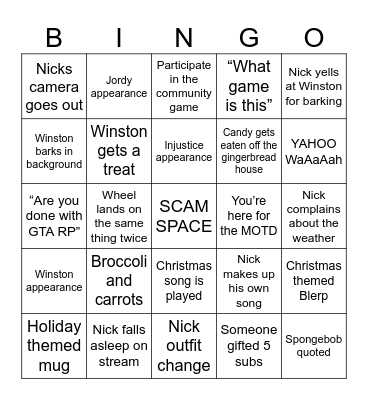 24 Hour Stream Bingo Card