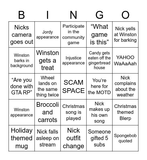 24 Hour Stream Bingo Card