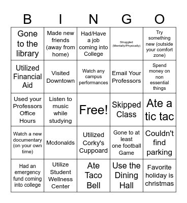 Psych thing Bingo Card